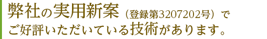 弊社の実用新案(登録第3207202号)でご好評いただいている技術があります。